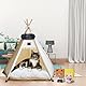 Mooipet Tipi Zelt für Haustiere mit doppelseitigem Kissen Haustierzelt für Hunde/Katzen Haustierhütte Abnehmbar und Waschbar Hundehaus für Meerschweinchen Kaninchen Hamster Kätzchen 50x50x60cm