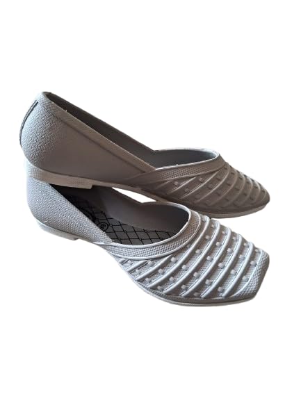 Image of Waterproof Rainy Footwear | PVC Casual Flats for Girls | Anti-Skid Monsoon Wear Grey Color