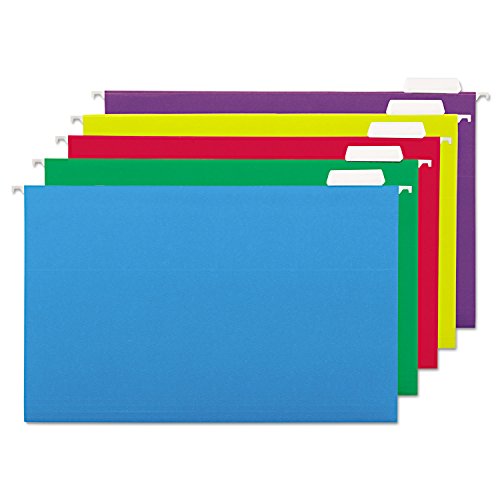 Universal 14221 Hanging File Folders, 1/5 Tab, 11 Point, Legal, Assorted Colors (Box of 25)