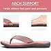 KuaiLu Casual Flip Flops for Women Comfortable Yoga Mat Arch Support Cushion Leather Slides Summer Beach Pool Outfits Flats Walking Thong Sandals Slip on Travel Essentials Orthotic Shoes Pink Size 9.5