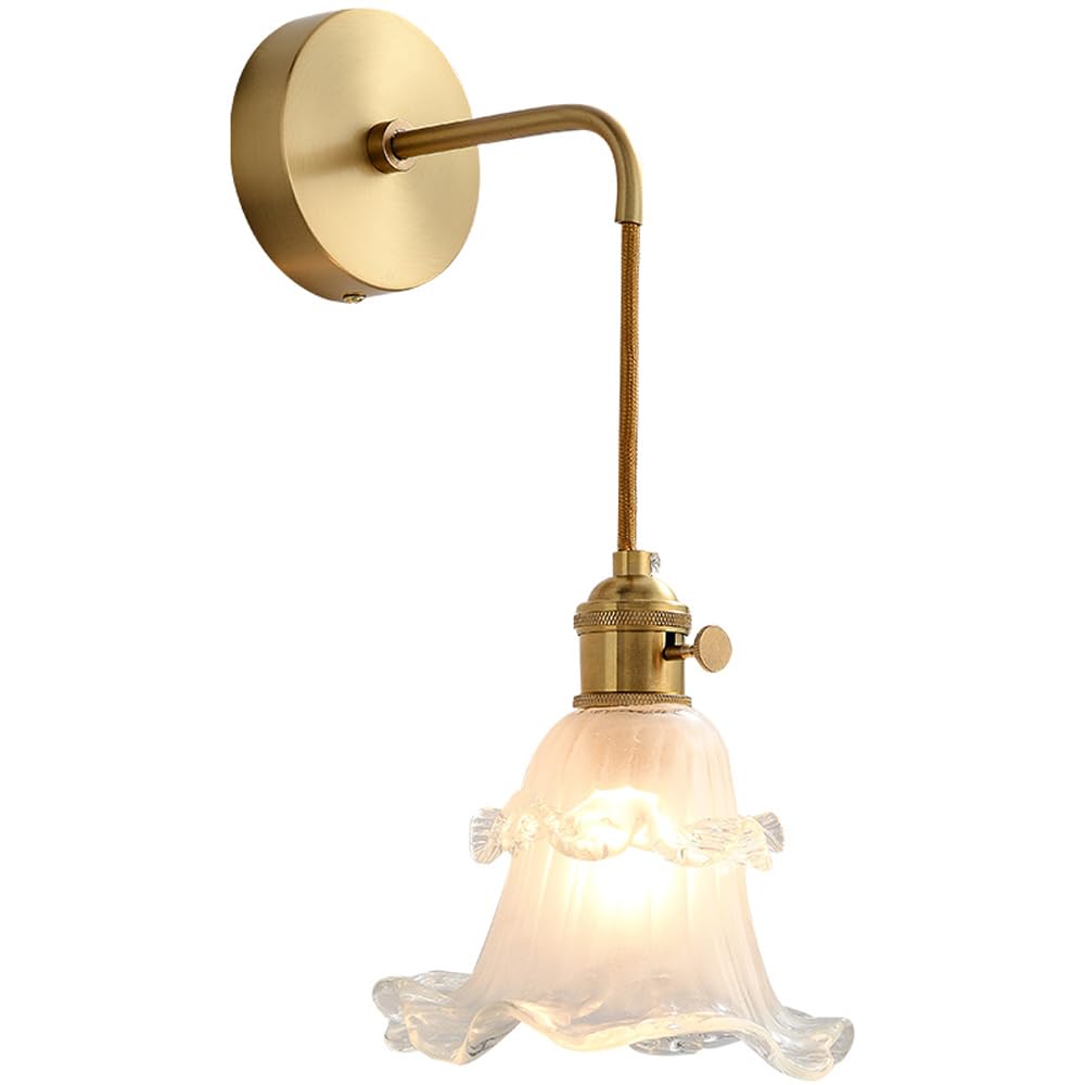 HUAYUSEDF Wall Sconces,Simple Bar Bedside Hanging Lamp,Nordic Reading,Bedroom Living Room, Japanese Restaurant Retro Brass Light E26 Base