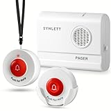 SYNLETT Caregiver Pager with 2 Call Buttons – Wireless Emergency Alert System for Elderly at Home, One-Touch SOS Button for Seniors & Patients, Long Range Caregiver Alert, No WiFi Needed