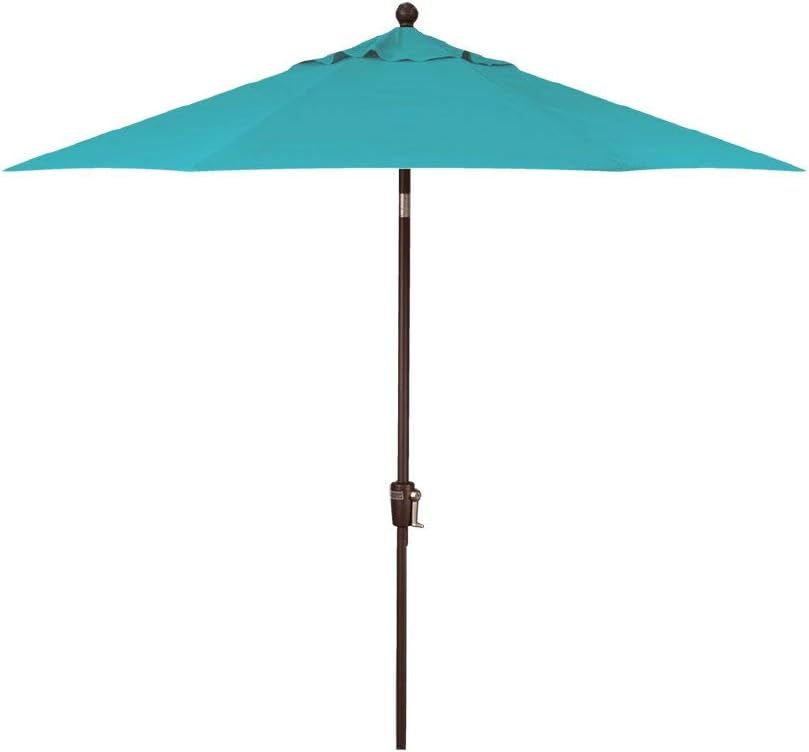 Treasure Garden 9-Foot Patio Umbrella - Outdoor Furniture Market Umbrella – Auto Tilt – Black Aluminum Frame (Obravia, Aqua)