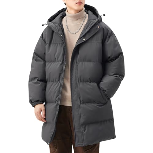 [Ｋａｙｉｙａｓｕ] ダウンジャケット メンズ 中綿ジャケット ジャケット 大きいサイズ フード付き ダウン アウトドア アウター 立ち襟 男女兼用 無地 防寒 撥水 暖かい 軽量 秋冬 カジュアル 通学 通勤(XL ダークグレー)