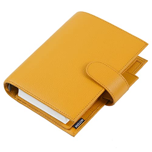 Moterm Planificateur Personnel Luxe Anneaux - Reliure Organiseur en Véritable Cuir (Anneau de 30mm, Grès-Moutarde)