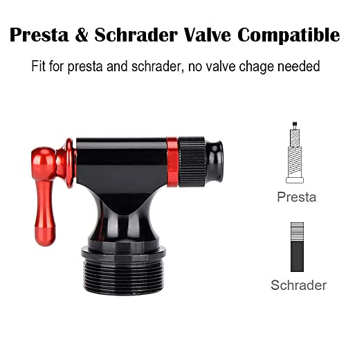 CXWXC CO2 Inflator with 4 x 16g CO2 Cartridges & Tubeless Tire Repair Kit - Presta/Schrader Valve Compatible - Bicycle Tire Pump for Road and Mountain Bikes - Image 5