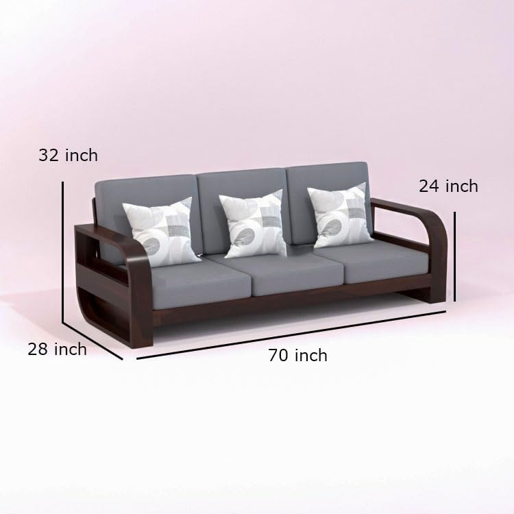 Image of Wooden 4 Seater Sofa Set for Living Room,3- to 4- Person Sofa Sets for Home, 3+1 Seater Sofa Sets for Home, Sheesham Wood (3+1 Seater,Walnut Finish)