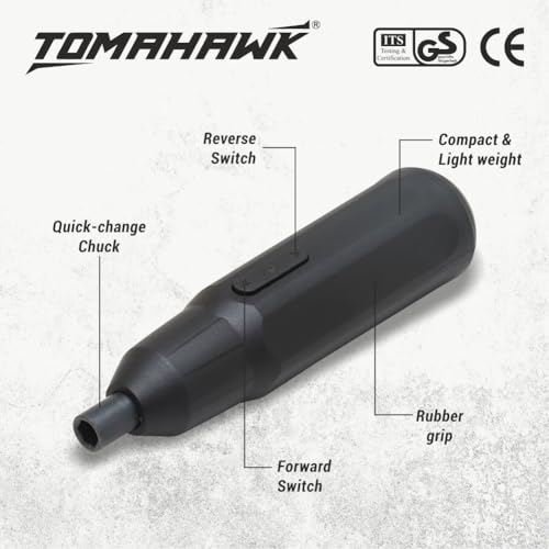 Image of TOMAHAWK T-SD-36pc 36-Piece Multipurpose Mini Handheld Screwdriver Set for Home-3.6V, Compact Reversible LED Indicator Electric Screwdriver for RC, Laptop, Phone, Computer Electronics(Color May Vary)