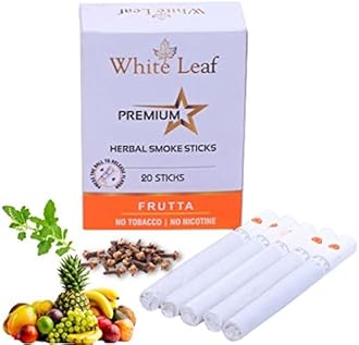 White Leaf No Tobacco & Nicotine-Free Premium Herbal Cigarette Frutta Flavour Pack of 1(20 Sticks)