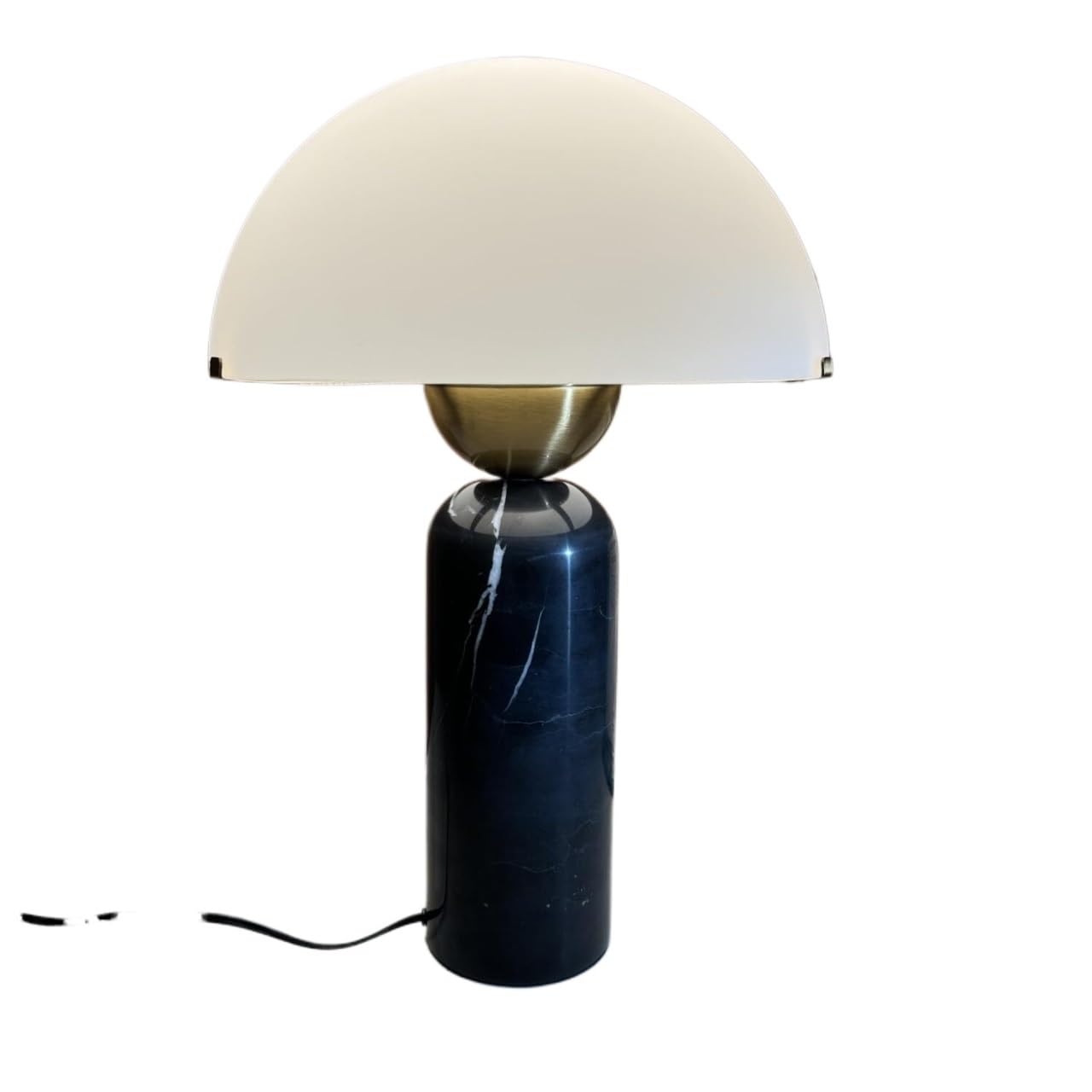 14.5" Modern Dome Shaped Marble Table Lamp with Frosted Glas