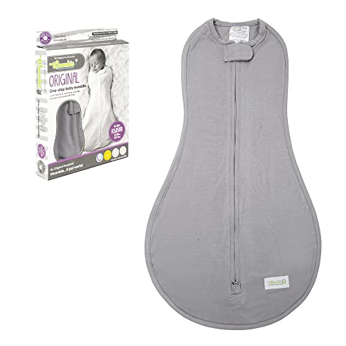 Image of Woombie Eucalyptus Leaf Tencel Sweaddling Blanket - Ultra Soft, Soothing Eucalyptus Fiber Baby Swaddle - Wearable Baby Blanket - Dreamy Gray, 5-13lbs