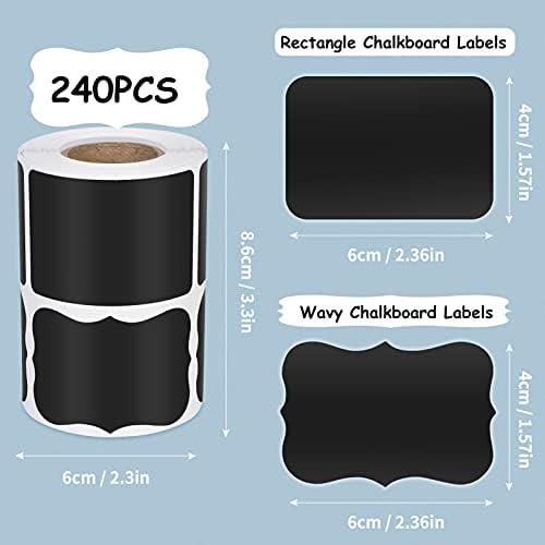 FYY 240 Pcs Chalkboard Label Stickers, Reusable Waterproof Blackboard Label Stickers for Mason Jars, Storage Bins, Parties Decoration, Craft Rooms, Weddings, Organize Your Home & Kitchen