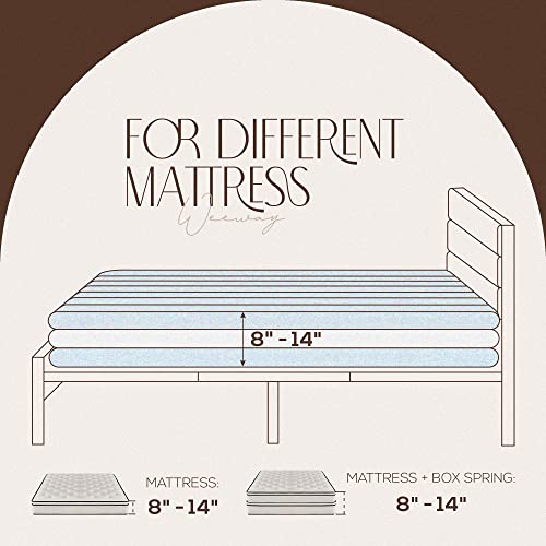 Weeway 14 Inch King Size Metal Platform Bed Frame, Wooden Headboard And Footboard, No Box Spring Needed, Large Under Bed Storage, Mattress Foundation, Noise Free, Mahogany #TOP6