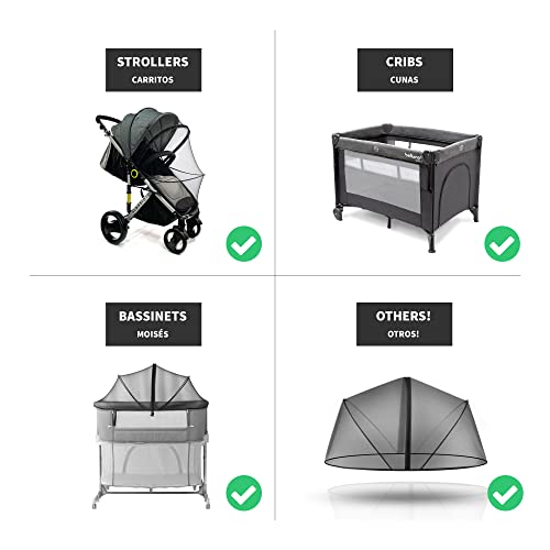 Baby Stroller Universal Mosquito Net Cover, Fits Crib, Bassinet, Cradle - Black #TOP3