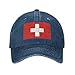 zhanglutian Swiss Flag Navy Blue Baseball Cap, Adjustable Cotton hat, Unisex.