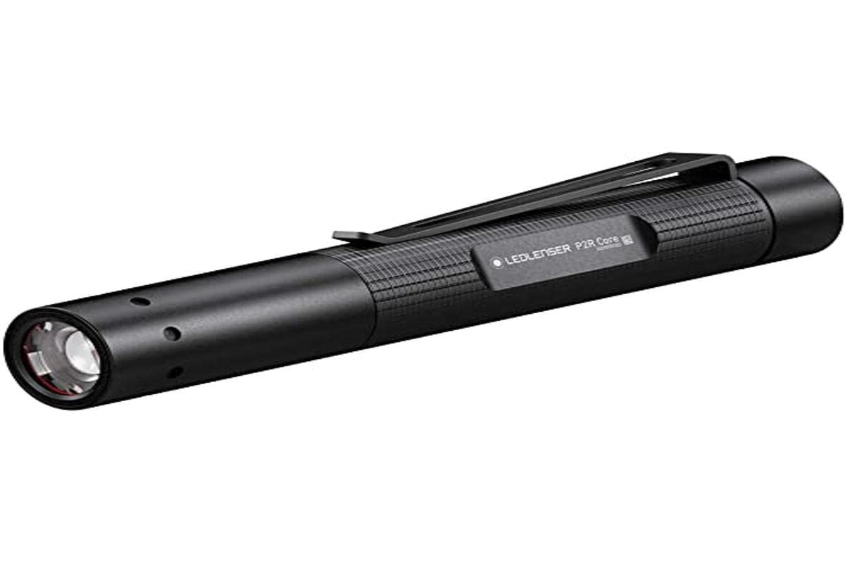 Ledlenser P5R Work Robust Taschenlampe LED & P2R Core Mini LED Stiftleuchte, 120 Lumen, aufladbar mit Lithium Akku, fokussierbar, drei Helligkeitsstufen, Leuchtweite 65m, USB Ladekabel u. Clip