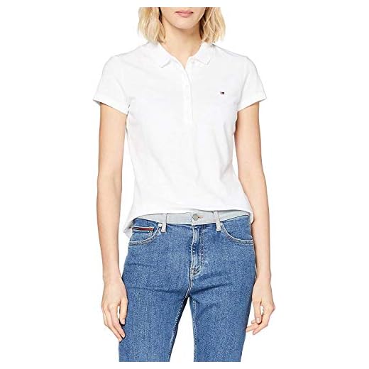 Tommy Hilfiger Ny Chiara Str Pq pikétröja för kvinnor, Klassisk vit, XXL