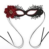 MWOOT Máscara de Mascarada Mujer, Antifaz Carnaval Negro con Flores, Mascara Media Cara para Fiestas y Mascarada