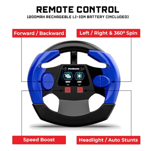 Image of Mirana Warrior 360 Degree Rotating Stunt RC Car Toy for Kids | High Speed Steering Remote Control Vehicle | USB Type-C Rechargeable for Boys and Girls | Made in India (Blue)