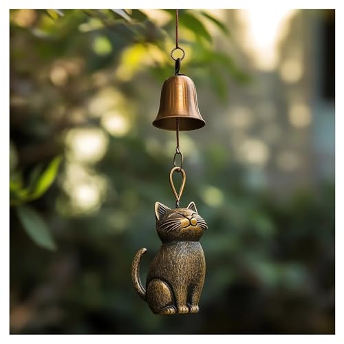 Cat Wind Chime 2025 New Unique Cat Garden Decor Outdoor Cat Statue Themed Gifts Wind Chimes for Cat Lovers Women Hanging Memorial Ornaments Windchimes Bell Outside Yard Home Porch Decorations (A1)