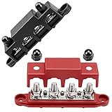 2PCS Sammelschienen Verteilerblock 250A BusBar Box mit 4 x M10 Klemmenbolzen Hochleistungsmodul 12V-48V DC Stromverteilungsblock Erdungsstrom für Auto RV Boat Yacht (Rot Schwarz)