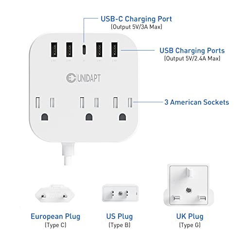 image for European Travel Plug Adapter, Unidapt US to UK Europe Plug Adapter, Po