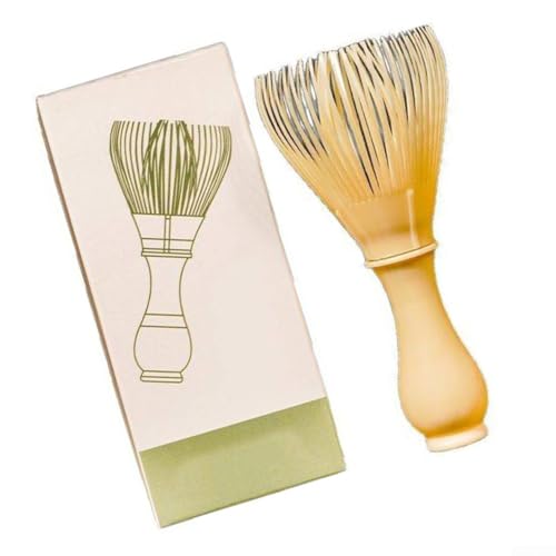 Frusta in resina per matcha per cerimonia del tè, agitatore riutilizzabile, impugnatura comoda, base piatta, migliora l'aroma e il gusto. Esperienza di tè dolce color albicocca, lunghezza 13 cm