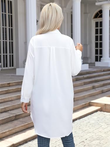 Wowcarbazole Womens Button Down Shirt Dresses Casual Long Sleeve Collared Shirts Oversized Blouse Tops with Pocket4
