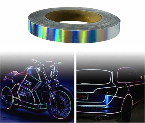 Image of WALLMATE Reflective Tape Outdoor Safety Warning Lighting Sticker Waterproof Tape for Bicycle Bike Car Motorcycle Cycle Decoration (Rainbow Strip, 0.5 In x 45 Mtr (1771 in))