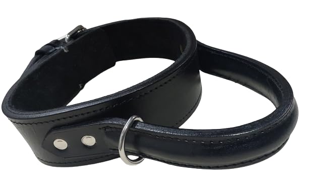 Genuine Leather Dog Collar rooled Leather Handle Black Medium & Large 2 inch Neck 21-24 inch (B0CG7H3V5F) Amazon Price History, Amazon Price Tracker