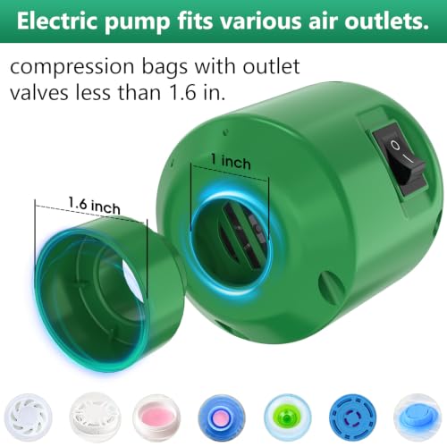 Image of GGH Electric Air Pump for vacuum seal bags Travel for clothing Vacuum Pump for Various Vacuum Seal Bags Portable Vacpack Air Pump for Compression Clothing Luggage Greem(Storage Bag Not Included)