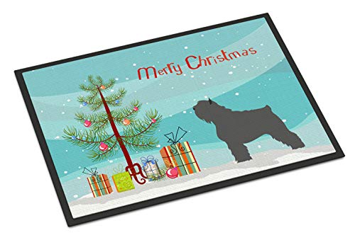 Caroline's Treasures BB8464MAT Bouvier des Flandres Christmas Doormat 18x27 Front Door Mat Indoor Outdoor Rugs for Entryway, Non Slip Washable Low Pile, 18H X 27W