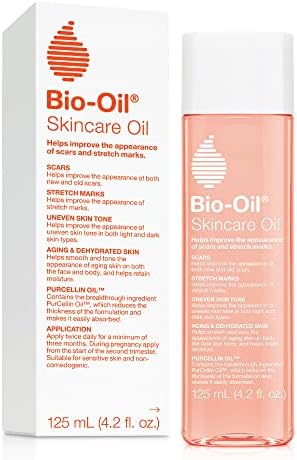 Bio-Oil Skincare Body Oil, Serum for Scars and Stretchmarks, Face and Body Moisturizer Dry Skin, Non-Greasy, Dermatologist Recommended, Non-Comedogenic, For All Skin Types, with Vitamin A, E, 4.2 oz