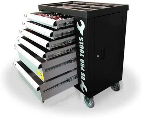 US PRO Tool Box Tools 6 Drawer Roller Cabinet with Tools