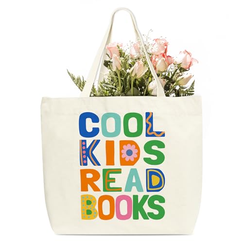 HMJKL Library Tote Bags For Women, Read Book Quote Canvas Bag, b34