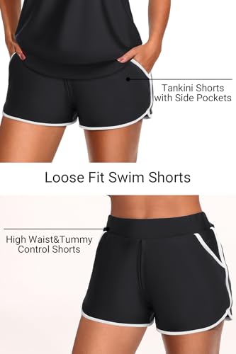 Image of Holipick Blouson Tankini Swimsuits for Women - Two Piece Tummy Control Bathing Suit with Shorts Modest Swimwear