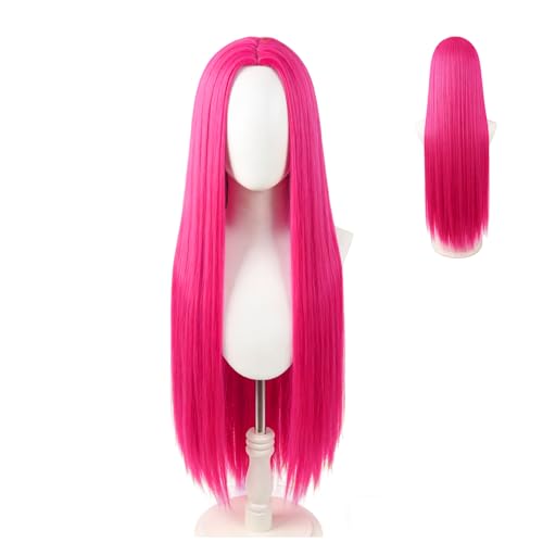Perruque Cosplay Enfant Rose Longue, Perruque de Costume Anime Rose avec Deux Nattes, Perruque Longue Résistante à la Chaleur pour Filles, Taille Ajustable +...