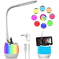 ERAY Lámpara LED Escritorio Infantil, Flexo Escritorio Juveniles con Batería Recargable 2000mAh/ Puerto USB/Luz Nocturna, 3 Modos y 3 Niveles de Brillo, Idea Para Los Niños Estudien, Color Blanco