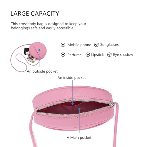 Image of Circle Crossbody Bag for Women NYLON Circle Purse with Zipper Adjustable Knot Shoulder Straps