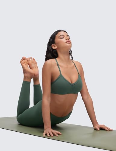 Image of CRZ YOGA Butterluxe Ruched Sports Bras | Light Support, Removable Pads, Yoga, Extremely Soft, Y Back, V Neck, Spaghetti Straps, for Women