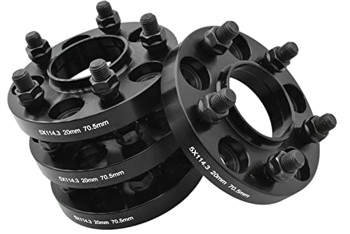 4 Pc 20Mm Thick Wheel Spacers Adapters Hub Centric 70.5 H.b + 14X1.5 Chrome Wheel Lock Kit | Works With 2015-2018 Ford Mustang #TOP1