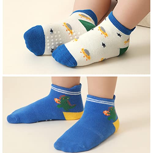 Baby Non Slip Grip Ankle Socks,12-Pack Cotton Crew Socks for 1-3/3-5 Years Old Infants Toddlers Kids Boys Girls Crawling Unisex Ankle Socks Non Skid Sole - Image 6