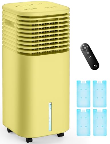 Image of 4-IN-1 Portable Air Conditioners, Evaporative Air Cooler w /4 Modes & 3 Speeds, 15H Timer for Smart Auto-off, 2-Gal Tank for 20H Cooling,17FT Remote,No Hose Needed - Yellow