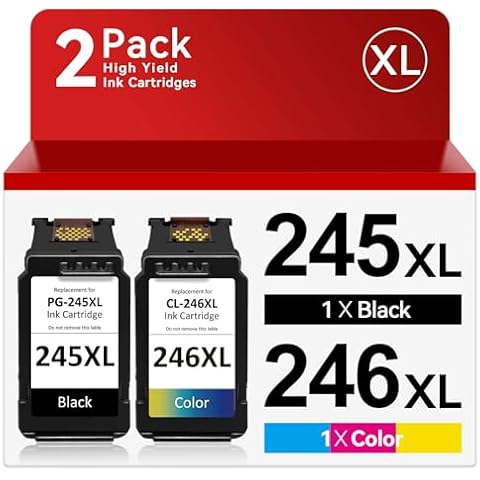 245XL 246XL Ink Cartridges Combo Pack Compatible for Canon 245XL 246XL Combo Pack Compatible for Canon Ink 245 and 246 Compatible for Pixma MX492 TR4520 MG3022 TS3322 MG2522 MX490 Printer (2 Pack) Cover