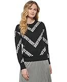 An allover logo print gives signature style to this DKNY's oversized knit crewneck sweater.