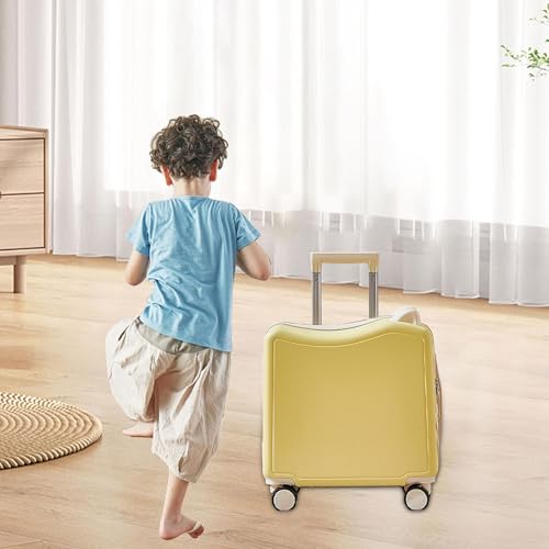 Kids Ride on Suitcase Carry on Size Silent Hardside with Wheels Travel Luggage for Children Camping Girls Yellow3