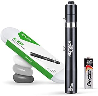 NEXTORCH LED Pen Torch Medical, Doctors Pen Light with Pupil Gauge for nurses Pocket Torch with Clip (AAA Batt-ery), Black