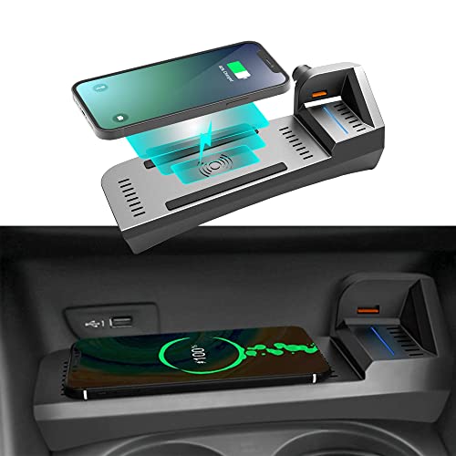 ZChan Wireless Car Charger Fit for Audi A3 2020-2014 15W Wireless Charging Panel,QC3.0 Charging Port,Good for Multiple Phones Owner,Car Charger Mount for Audi A3 Apply to All Qi Phones