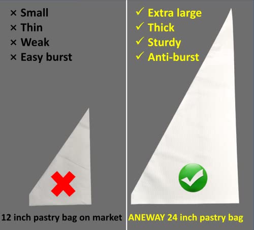Aneway P1-24-100 Inch Extra Large Piping Bags,100 Pack Disposable Pastry Bags,Thick Anti-Burst Icing Piping Pastry Bags thumb #2