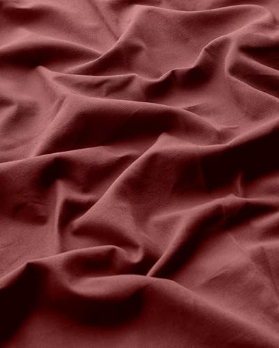 Image of THE LINEN COMPANY Solid Cotton Curtains 4 Feet for Window, Duck Canvas Short Curtains for Home, 4ft Set of 2, Maroon
